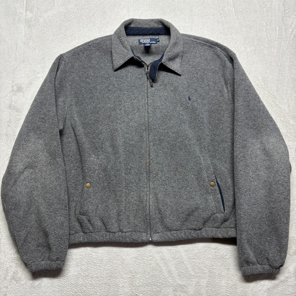 Vintage Polo Ralph Lauren Shacket Mens 2XL Pony‎ Fleece Polartec Chin Strap Gray